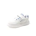 Witte kindersportschoenen met blauwe accenten en warme fleecevoering voor de winter - Hemelsblauw