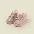 Pink toddler snow boots with decorative bows, pearls and rhinestones - Size 22 (Inner Length 14.0cm) / Pink
