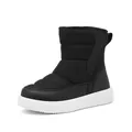 Black quilted children's snow boots with thick white soles for winter warmth - 22 / Black and White