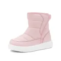 Pink children's warm winter snow boots featuring thick white non-slip sole and padded fabric - 22 / Pink
