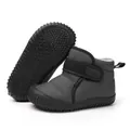 Close-up of children's grey snow boots showing non-slip sole and warm plush lining - 19 / Gray (2306)