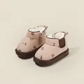 Süße rosa Kinder-Schneestiefel mit Kirschmuster und warmem Fleece-Futter - Rosa
