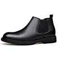 Classic men's black leather Chelsea boots in British style for autumn and winter wear - 38 / Regular Fit / Black