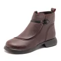 Dark brown women's winter ankle boots with warm fleece lining and non-slip sole - 38 / Burgundy