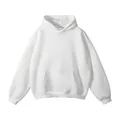 Front view of a minimalist plain white drawstring-free hoodie for men - M / Tops / White