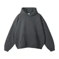 Close-up detail of charcoal grey oversized hoodie with a classic kangaroo pocket - M / Tops / Dark Gray