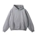 Premium grey men's plain hoodie with kangaroo pocket and sleek no drawstring design - M / Tops / Light Gray