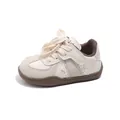 Eleganti sneaker per bambini color panna e marrone con suole morbide e flessibili per tutti - Bianco avorio