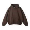 High-quality detailed shot of a dark brown oversized hoodie without drawstrings - Coffee