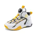 Scarpe da basket professionali per bambini bianco e giallo con sistema a manopola - 31 / Platino