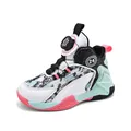 Scarpe da basket professionali per ragazzi con sistema di chiusura rapida in menta e rosa - 31 / bianco e nero