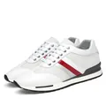 Stylish white men's sports sneakers with 8cm hidden heel and breathable mesh design - 38 / White Mesh