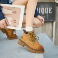 Bottines Martin classiques en cuir véritable jaune avec semelle crantée épaisse et robuste - 35 / Style Doublure Unique (72791) / Jaune