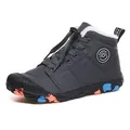 Grey high-top children's winter boots with warm lining and colorful anti-slip sole - 30 / Dark Gray