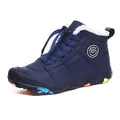 Durable blue high-top children's winter boots with warm faux fur lining and non-slip sole - 30 / Dark Blue