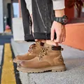Classic brown suede leather Martin boots for men and women with durable thick anti-slip sole - 35 / Single Lining Style (7279) / Brown