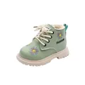Mintgrüne Kinder-Martin-Boots mit Gänseblümchen-Stickerei und warmem Fleece-Futter - Grün