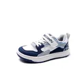 Zapatillas de invierno para niños con forro de felpa y diseño deportivo azul y blanco - Azul