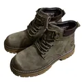Classic olive green suede Martens boots with thick rubber soles and warm lining - 38 / Fleece Lined Style (72791) / Khaki