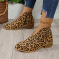 Stijlvolle dames Chelsea boots met luipaardprint, V-hals, blokhak en puntige neus design - 36 / Luipaardprint