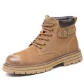 Classic outdoor tan suede Martin boots with a thick rubber sole and side buckle - 38 / 7271 (7271) / Brown (Single Lining)