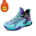 Boys professional basketball shoes with warm fleece lining for the winter season - 31 / Moon Blue (Warm Lined)