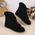 Classic black snow boots with plush faux fur lining and lace-up design for winter - 36 / Black