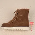 Women's warm brown suede snow boots featuring plush lining and 3.0cm thick saw-tooth sole - 36 / Brown