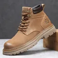 Bottines Martin vintage en daim beige pour homme avec doublure chaude et semelle épaisse - 38 / Style Homme Doublé (7279) / Marron