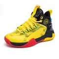 Chaussures de basket pour garçons jaunes et noires pour entraînement - Maille Noir Jaune