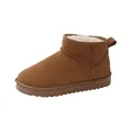 Chestnut brown women's snow boots with plush faux fur lining for winter warmth. - Brown