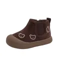 Gemütliche braune Kleinkind-Winterstiefel mit süßer Bärenstickerei und weichem Plüschfutter - 4 Paare/Packung (Größen 22-25) / Kaffeebraun