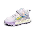 Fashionable kids sports sneakers featuring purple and pink leather upper for girls and boys - 28 / Pink Purple