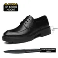Zapatos de vestir negros para hombre con textura de cuero y suela gruesa de 5 cm - 37 / Estilo Plano (Z81) / Espesor de Suela 5cm / Negro