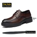 Zapatos de vestir marrones para hombre con suela gruesa negra de 5 cm - 37 / Estilo Plano (Z81) / Espesor de Suela 5cm / Marrón