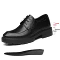 Zapatos de vestir con alzas para hombre en cuero negro, suela 5cm y plantilla 3cm - 37 / Estilo de Elevación 8cm (Z82) / 8cm Aumento de Altura / Negro