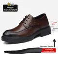 Zapatos con alza para hombre en cuero marrón premium con suela de 5cm y plantilla 3cm - 37 / Estilo de Elevación 8cm (Z82) / Espesor de Suela 5cm / Marrón
