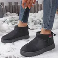 Botas de nieve de plataforma negras para mujer con forro de felpa cálido para invierno - 36 / Negro