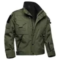 Professional detailed view of a men's olive green tactical outdoor military jacket - XS / Tops / Green