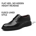 Scarpe business eleganti da uomo in pelle nera con fodera in pile e suola da 3cm - 38 / Stile Piatto Foderato in Pile (781-2) / Nero
