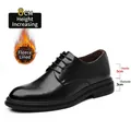 Chaussures de ville en cuir noir pour hommes avec talon de 8 cm et doublure en fourrure chaude - 38 / Style Grandissant 8cm Doublé de Polaire (783-2) / Noir