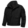 Detailed front view of a black tactical military jacket with multi-functional pockets - XS / Tops / Black