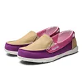 Casual color-blocked canvas slip-on loafers with pink and purple accents for outdoors - 35 / Purple