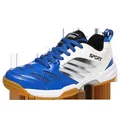 Detailed side view of blue and white outdoor athletic shoe with a durable gum sole - 38 / White & Blue Style (C989白蓝 兴)