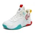 Winter kids high-top basketball shoes with warm fleece lining and durable anti-slip sole. - 31 / White Moon (Plush Lining)