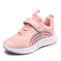 Baskets en mesh rose pour filles avec motif arc-en-ciel et fermeture à scratch - 28 / Rose Double Maille