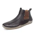 Chaussures décontractées montantes en cuir marron avec bande élastique - Brun Profond