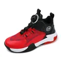 Red and black boys' basketball shoes with rotary dial buckle and breathable mesh upper - 31 / Basketball Shoes (0188) / Black Red