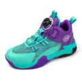 Boys' purple and turquoise basketball shoes with breathable mesh and rotating buckle - 31 / Rotary Buckle Basketball Shoes (0188) / Moon Purple