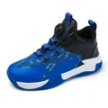 Boys' basketball sneakers with breathable mesh and quick rotary buckle closure - 31 / Basketball Shoes (0188) / Black Blue